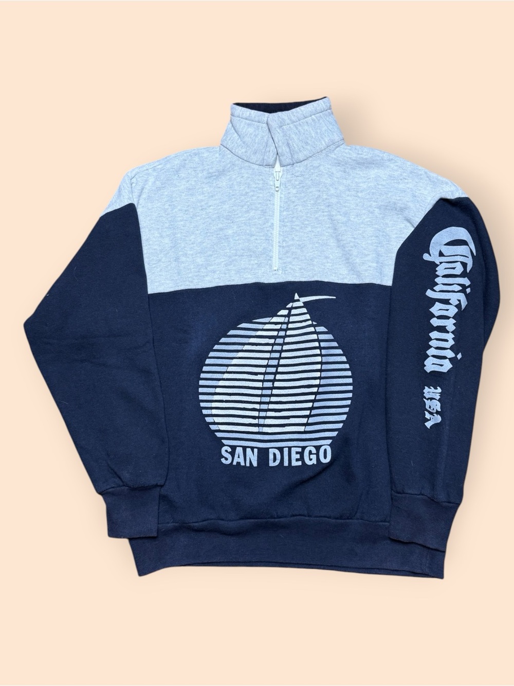 Vintage 1980s San Diego Sweatshirt 1/4 Zip Medium Vtg 80s